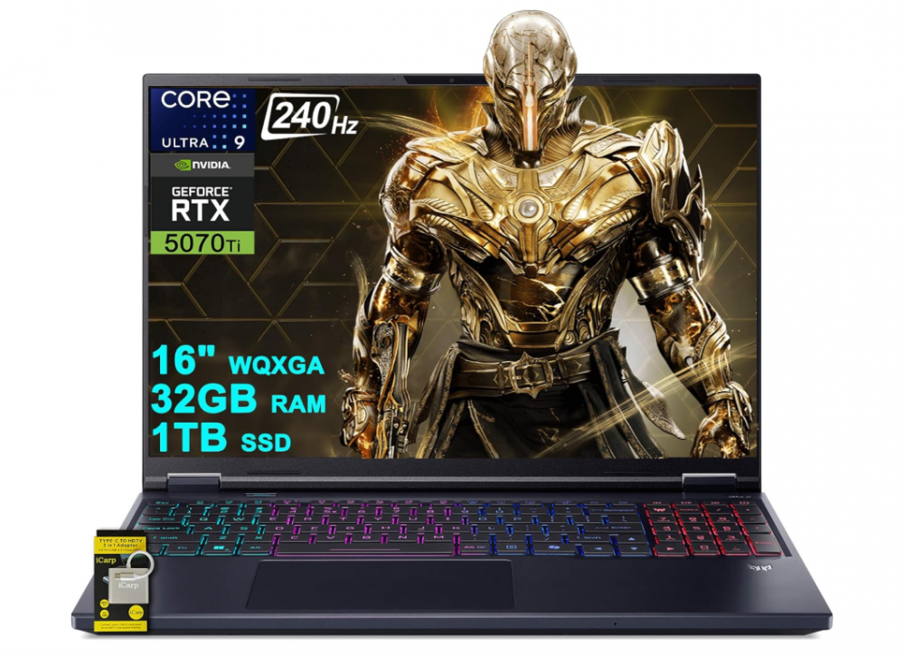 Laptops | ACER NH.U0KAA.001-ROW — Laptop Gamer Predator Helios Neo 16S, 16" 2560x1600, Intel Core Ultra 9 275HX, NVIDIA GeForce RTX 5070 Ti, 32GB, 1TB SSD, Windows 11 Home, Inglés