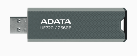 Memorias USB | ADATA UE720-256G-CGY/BK — Memoria USB UE720, 256GB, USB-A 3.2 Gen 1, Lectura 550MB/s, Escritura 450MB/s, Gris