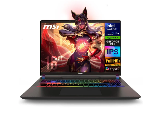 Laptops | MSI VECTOR16HXA2275-ROW — Laptop Gamer Vector, 16" 1920x1200, Intel Core Ultra 7 255HX, NVIDIA GeForce RTX 5070 Ti, 16GB, 1TB SSD, Windows 11 Home, Inglés