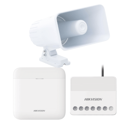 Kits de Alarma | HIKVISION AXPRO-KIT-SIRENA-C — Kit Sistema de Alarma , Inalámbrico, 96 Zonas de Alarma, con Panel de Control