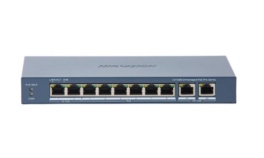 Switches | HIKVISION DS-3E0310HP-E(C) — Switch , 8 Puertos Fast Ethernet 10/100 8 x PoE 110W, 5.6 Gbit/s, 4000 Entradas, No Administrado