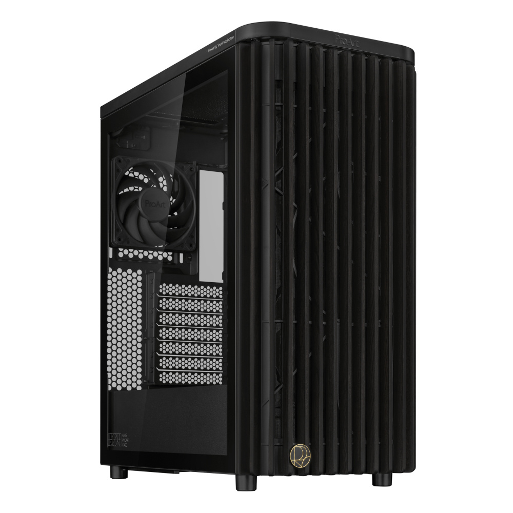 Gabinetes | ASUS PA401-BK-WOOD-TG — Gabinete ProArt PA401, Full Tower, ATX/Micro-ATX, USB 3.0, sin Fuente, 3 Ventiladores Instalados, Negro