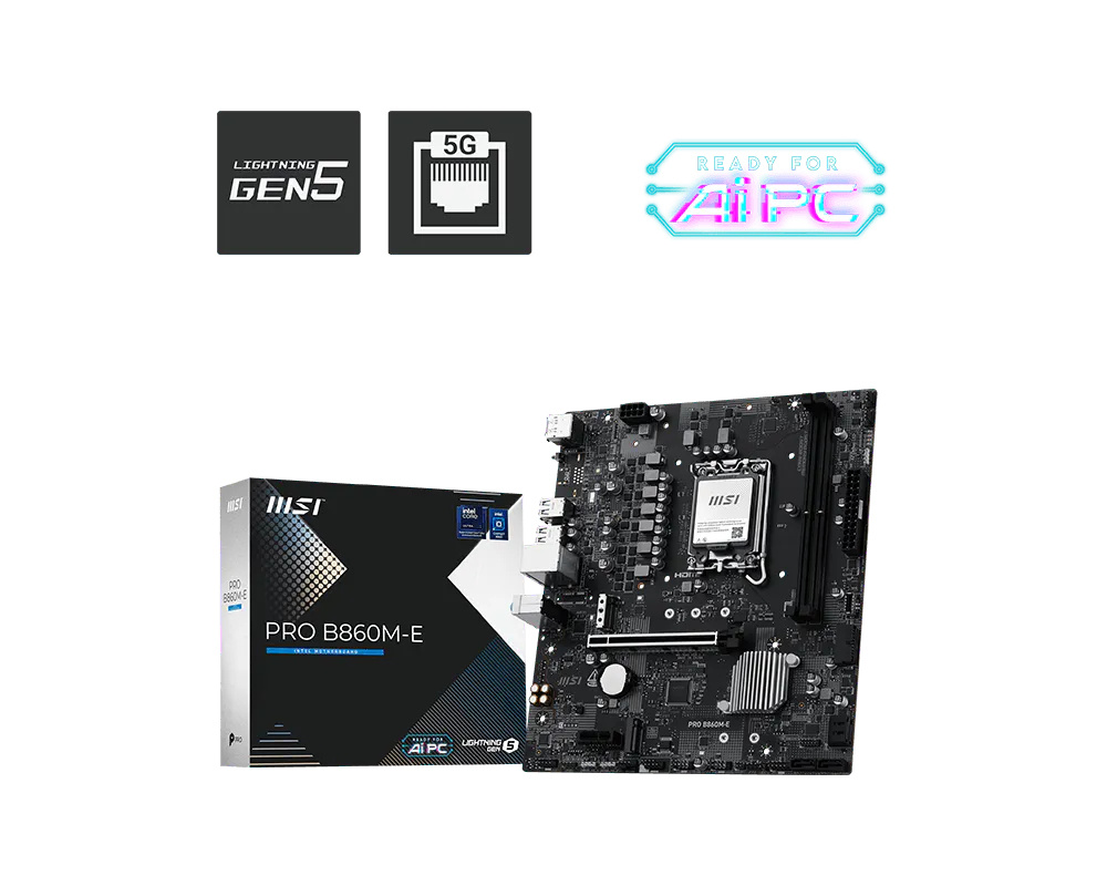 Tarjetas Madre | MSI PRO B860M-E — Tarjeta Madre , Micro-ATX, LGA 1851, Intel B860, 128GB DDR5, HDMI/DP para AMD