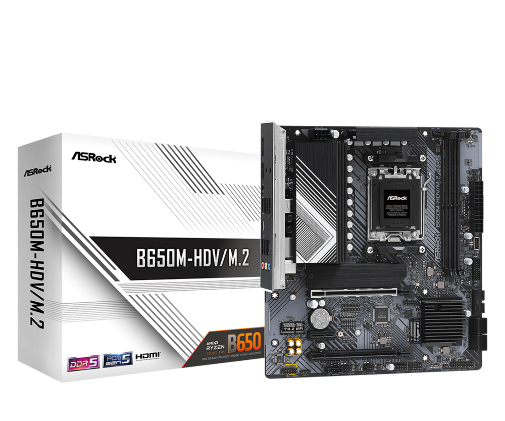 Tarjetas Madre | ASROCK 90-MXBLA0-A0UAYZ — Tarjeta Madre B650M-HDV/M.2, Micro-ATX, Socket AM5, AMD B650, 64GB DDR5, HDMI/DP para AMD