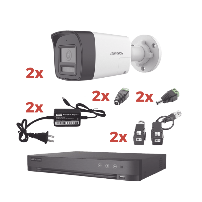 Kits de Vigilancia | HIKVISION KH-1080P-2B-TWA — Kit de Vigilancia de 2 Cámaras CCTV Bullet con Grabadora de 4 Canales
