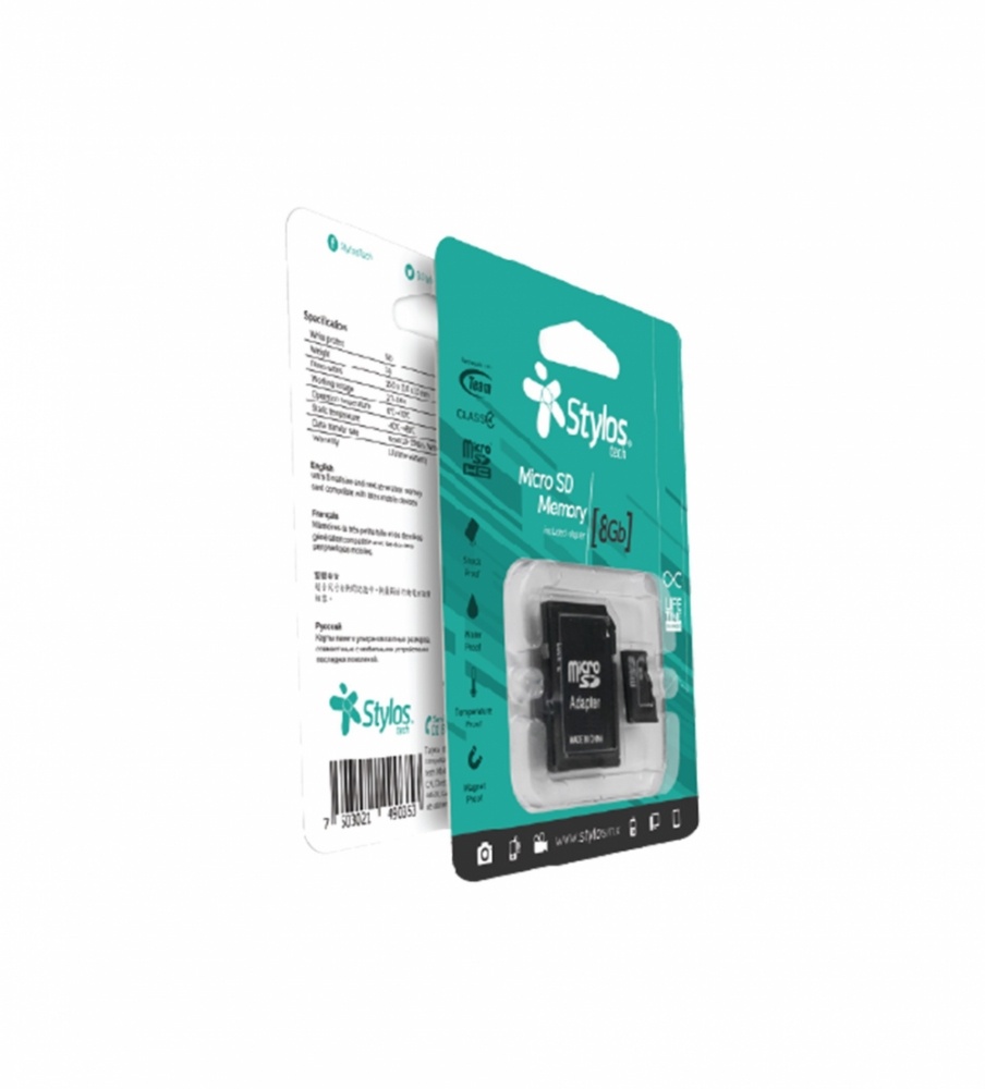 Memorias Flash | STYLOS STMSD81B — Memoria Flash , 8GB MicroSD Clase 4, con Adaptador