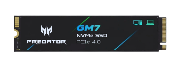 SSD | ACER DDSSDPTR9BWWR118 — SSD Predator GM7 NVMe, 1TB, M.2, PCI Express 4.0, 6500 MB/s Escritura, 7400 MB/s Lectura