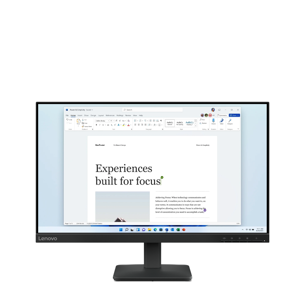 Monitores | LENOVO 68C2KAC1LA — Monitor LCD IPS 23.8", 1920x1080 Full HD, 100Hz, HDMI, Negro