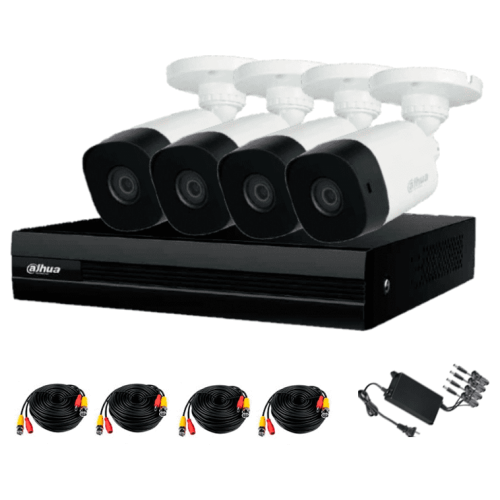 Kits de Vigilancia | DAHUA DH-KIT/XVR1B08-I/4-B1A21N-0360B — Kit de Vigilancia de 4 Cámaras CCTV Bullet con Grabadora de 8 Canales