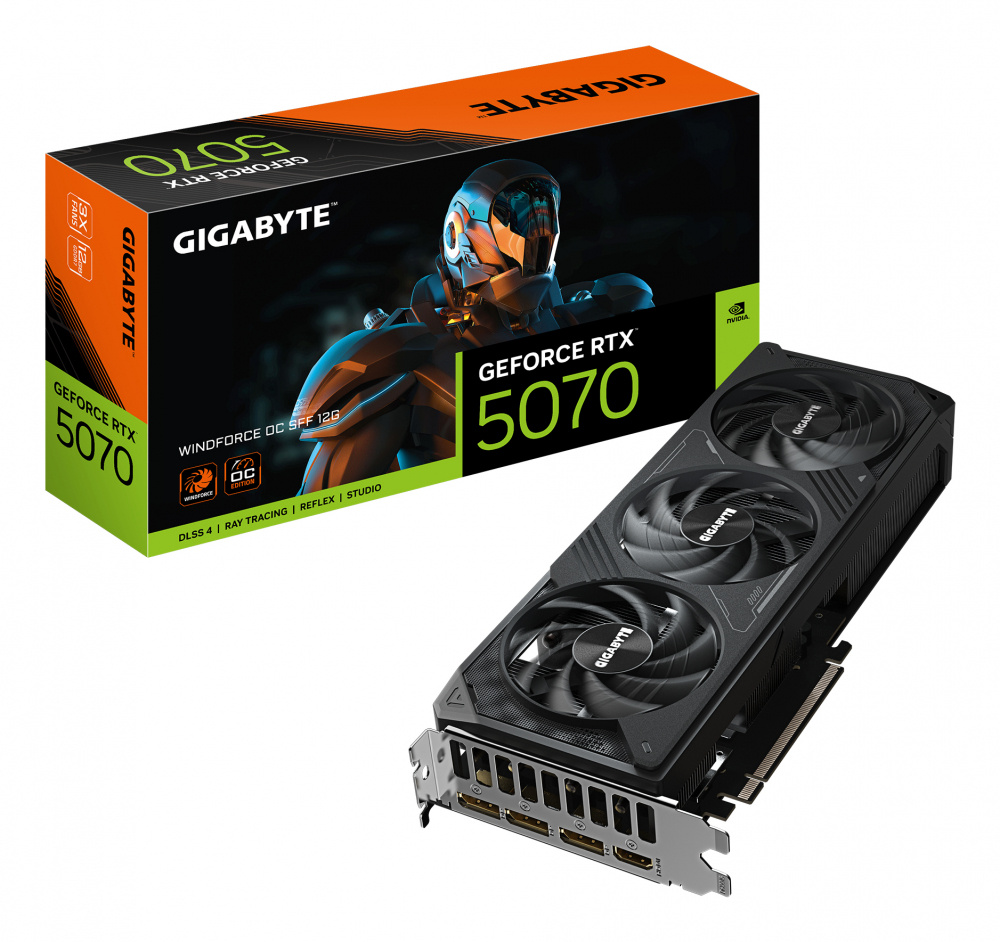 Tarjetas de Video | GIGABYTE GV-N5070WF3OC-12GD — Tarjeta de Video NVIDIA GeForce RTX 5070 WINDFORCE OC SFF, 12GB 192-bit GDDR7, PCI Express x16 5.0