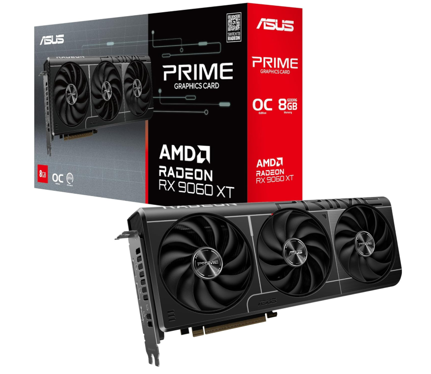 Tarjetas de Video | ASUS PRIME-RX9060XT-O8G-ROW — Tarjeta de Video AMD Radeon RX 9060 XT Prime OC Edition, 8GB 128-bit GDDR6, PCI Express x16 5.0, Mín. 450W