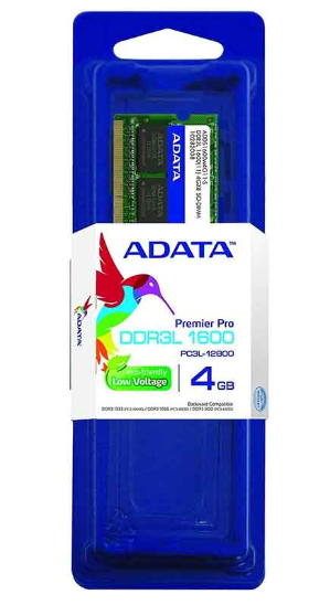 Memorias RAM para Laptop | ADATA ADDS1600W4G11-S — Memoria RAM LoVo DDR3L, 1600MHz, 4GB, CL11, 1.35V, SO-DIMM