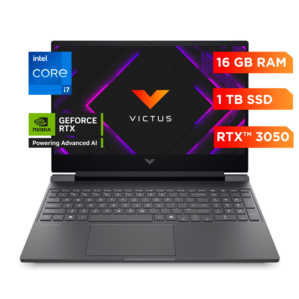 Laptops | HP BF9V1LA — Laptop Gamer Victus 15, 15.6" 1920x1080 Full HD, Intel Core i7-13620H, NVIDIA GeForce RTX 3050, 16GB, 1TB SSD, Windows 11 Home, Español