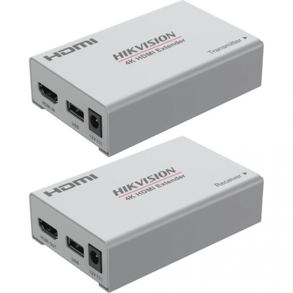 Extensores y Receptores de Vídeo | HIKVISION DS-52EX01HI-4K — Transmisor y Receptor Alámbrico por Cable Cat6, Entrada 1 x HDMI, Salida 1 x HDMI, hasta 120 Metros