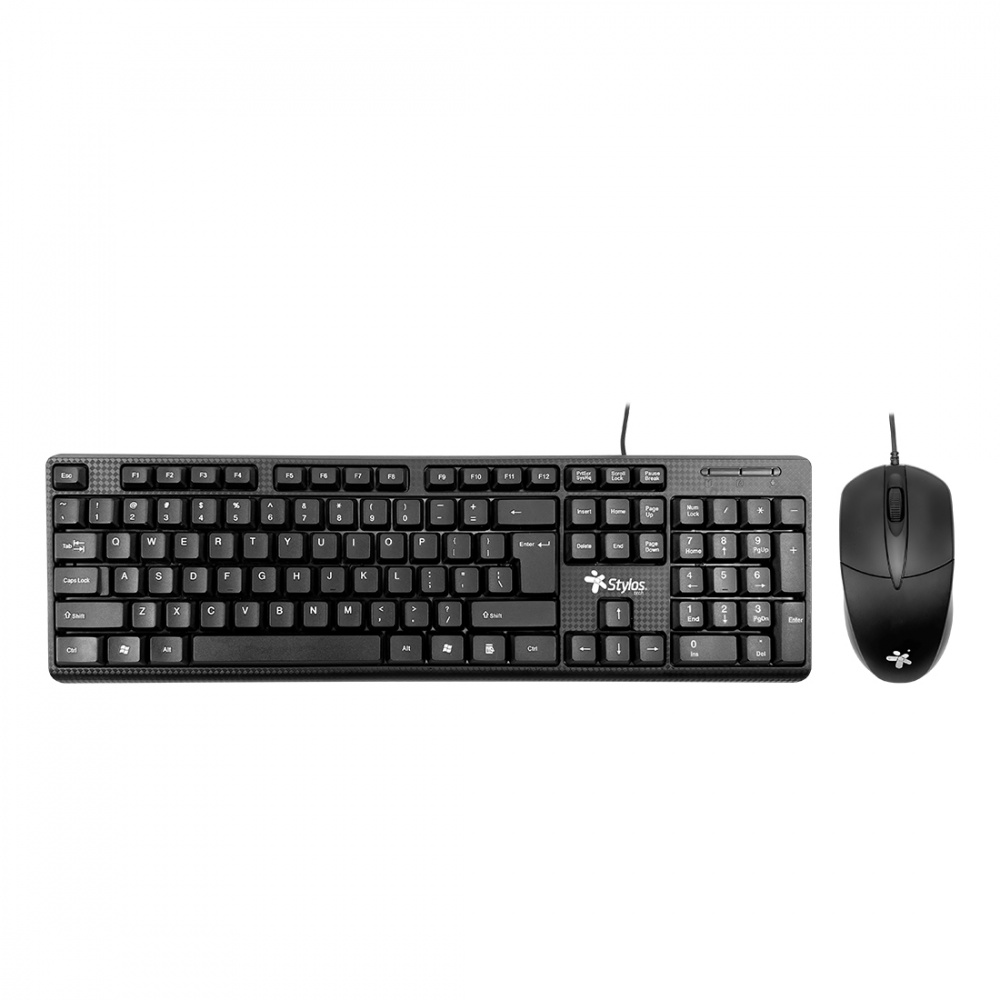 Kits de Teclado y Mouse | STYLOS STPKTM4B — Kit de Teclado y Mouse , Alámbrico, USB, Negro, Español