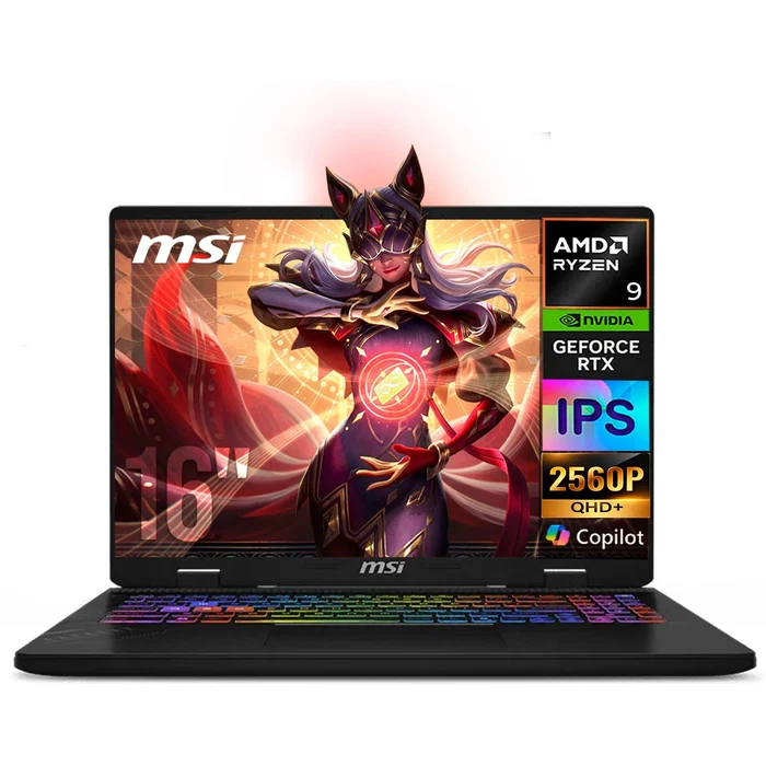 Laptops | MSI D8WFKG-015U64G-ROW — Laptop Gamer Crosshair A16 HX D8W, 16" 2560x1600, AMD Ryzen 9 8940HX, NVIDIA GeForce RTX 5060, 64GB, 1TB SSD, Windows 11 Home, Inglés