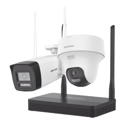 Kits de Vigilancia | HIKVISION NKS422W02H — Kit de Vigilancia de 2 Cámaras IP Bullet/Torreta WiFi con Grabadora de 4 Canales