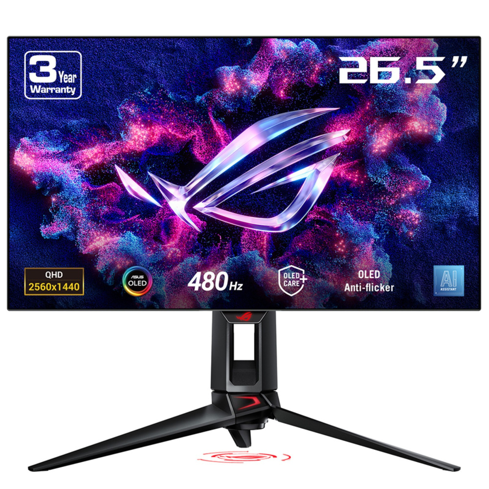 Monitores | ASUS PG27AQDP — Monitor Gamer ROG Swift WOLED 26.5", 2560x1440, G-Sync/FreeSync, 480Hz, HDMI/DisplayPort, Negro
