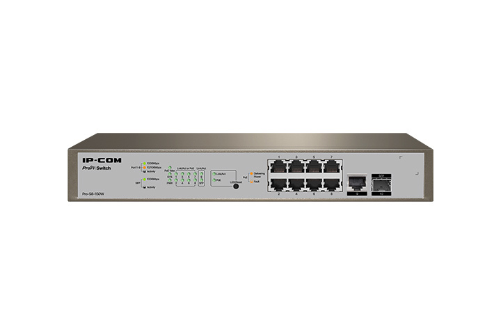 Switches | TENDA PRO-S8-150W — Switch , 9 Puertos Gigabit Ethernet 10/100/1000 8 x PoE 130W, 1 Puertos SFP, 20 Gbit/s, 16000 Entradas, Administrado