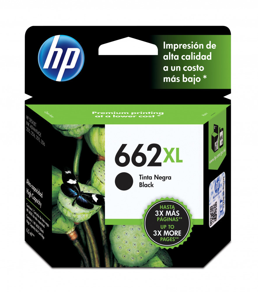 Cartuchos | HP CZ105AL — Cartucho 662XL Negro Original, 360 Páginas