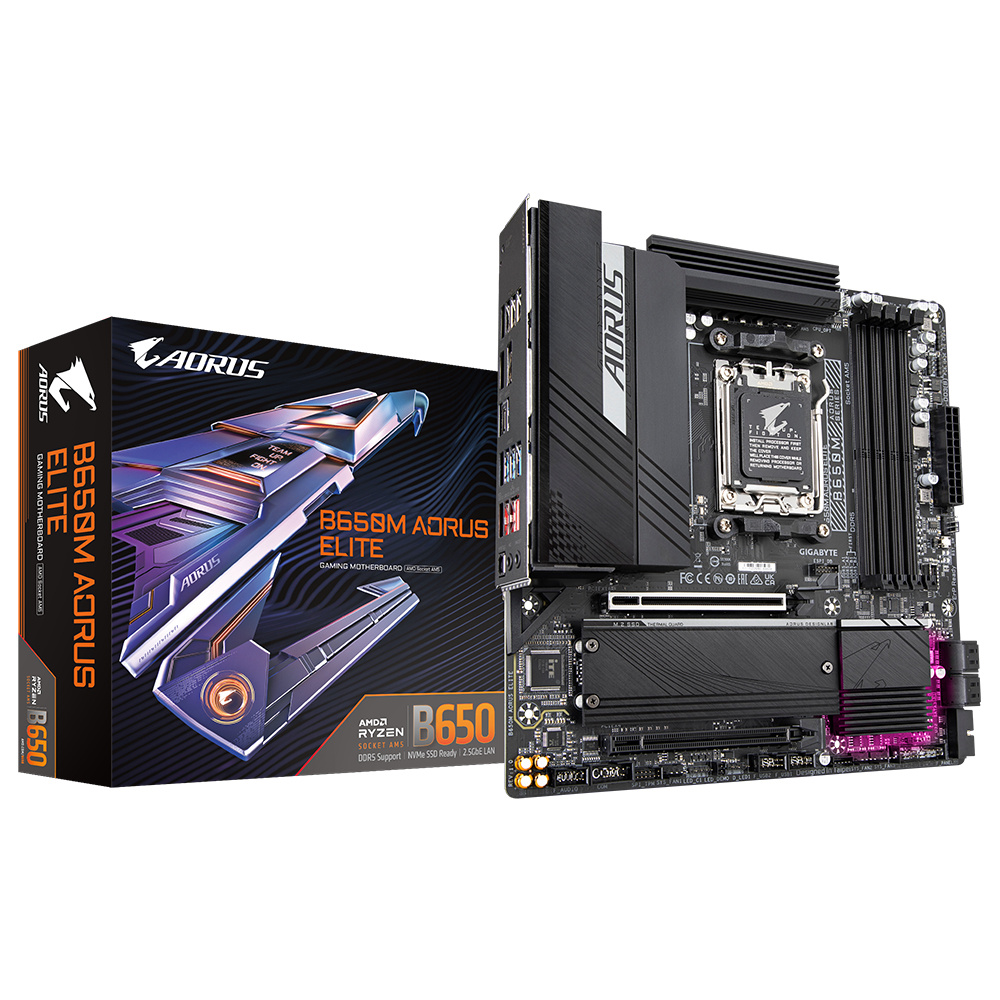 Tarjetas Madre | AORUS B650M AORUS ELITE — Tarjeta Madre , Micro-ATX, Socket AM5, AMD B650, 128GB DDR5, HDMI/DP para AMD