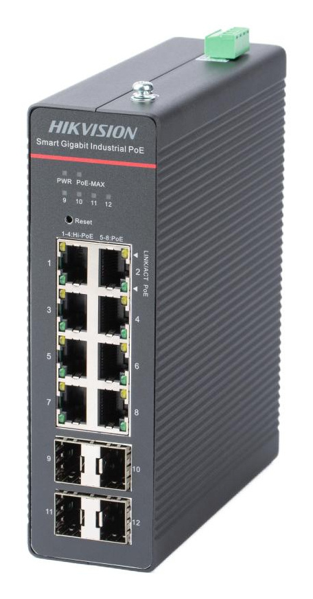 Switches | HIKVISION DS-3T1512HP-SI-8P4F — Switch , 8 Puertos Gigabit Ethernet 10/100/1000, 56 Gbit/s, 8000 Entradas, Administrado