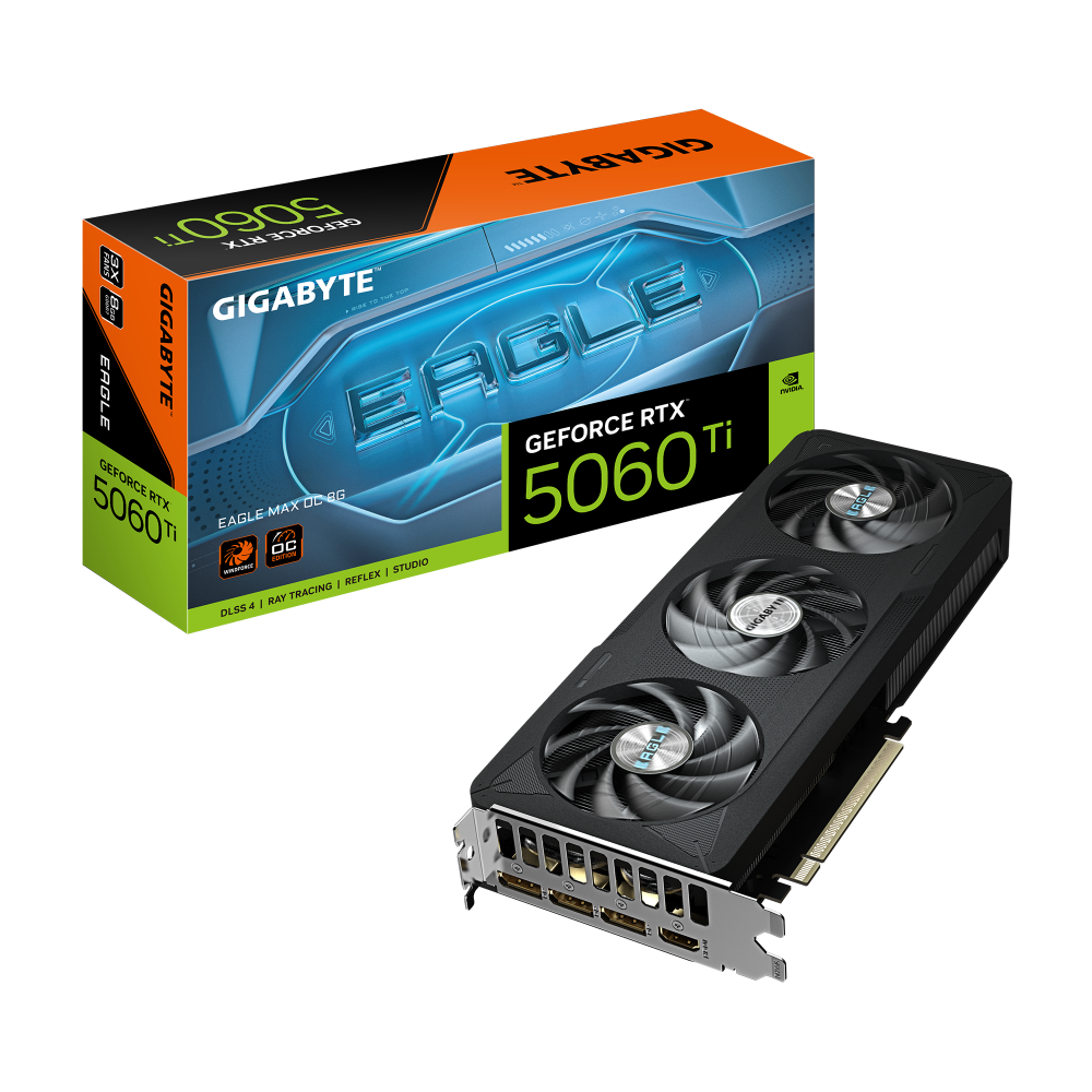 Tarjetas de Video | GIGABYTE GV-N506TEAGLEMAX OC-8GD — Tarjeta de Video NVIDIA GeForce RTX 5060 Ti EAGLE MAX OC, 8GB 128-bit GDDR7, PCI Express 5.0, Mín. 600W