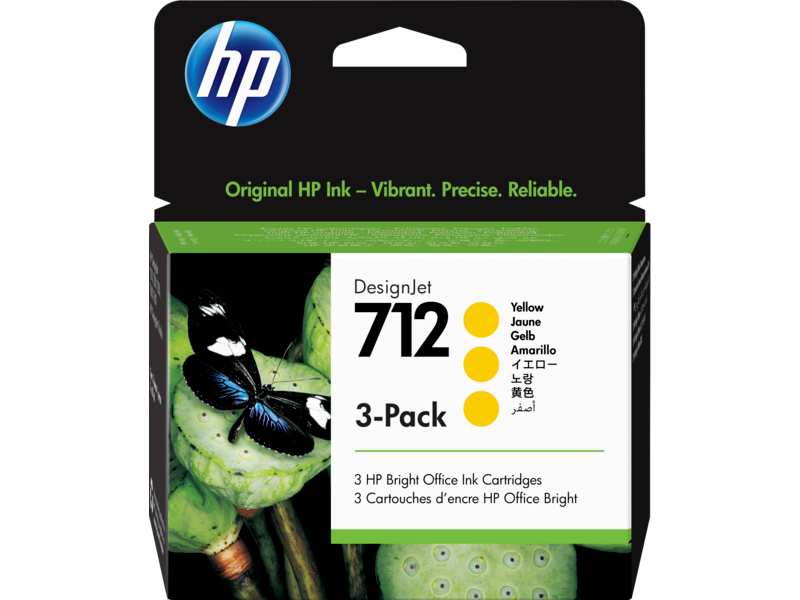 Cartuchos | HP 3ED79A — Cartucho DesignJet 712 Amarillo, 29ml - 3 Piezas