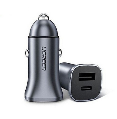 Cargadores de Dispositivos Móviles | UGREEN 30780 — Cargador para Auto , 12V, 1x USB-C/1x USB-A, Negro