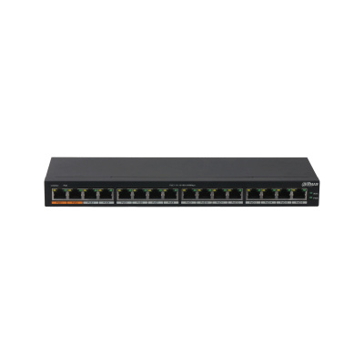Switches | DAHUA PFS3016-16GT-190 — Switch Gigabit Ethernet , 16 Puertos PoE 10/100/1000 Mbps, 32Gbit/s, 8000 Entradas - No Administrable