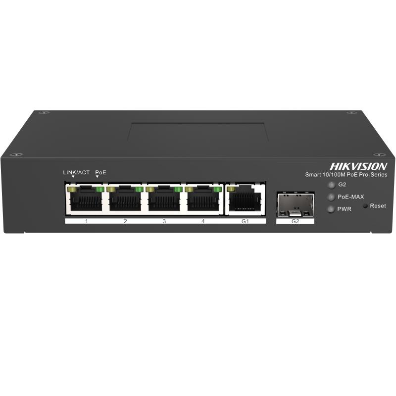 Switches | HIKVISION DS-3T1306P-SI/HS — Switch , 5 Puertos Fast Ethernet 10/100 4 x PoE 60W, 4.8 Gbit/s, 2000 Entradas, Administrado
