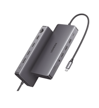 Docking Stations | UGREEN 15978 — Docking Station USB-C, 2 x USB-A 3.0, 2 x USB-A 2.0, 2 x HDMI, 1 x DisplayPort, 1 x RJ-45, 1 x 3.5mm, SD