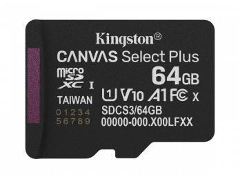 Memorias Flash | KINGSTON SDCS3-64GB — Memoria Flash Canvas Select Plus, 64GB MicroSDXC UHS-I Clase 10, con Adaptador