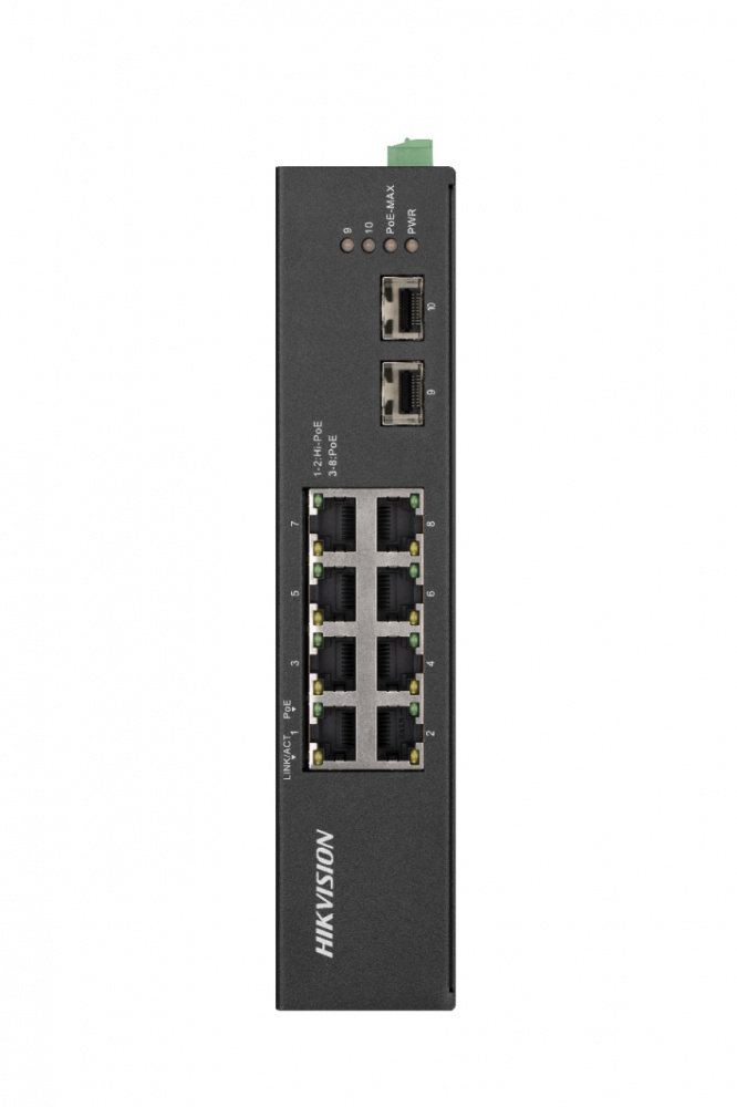 Switches | HIKVISION DS-3T0510HP-E/HS — Switch , 8 Puertos Gigabit Ethernet 10/100/1000 8 x PoE 110W, 2 Puertos SFP, 20 Gbit/s, 4000 Entradas, No Administrado