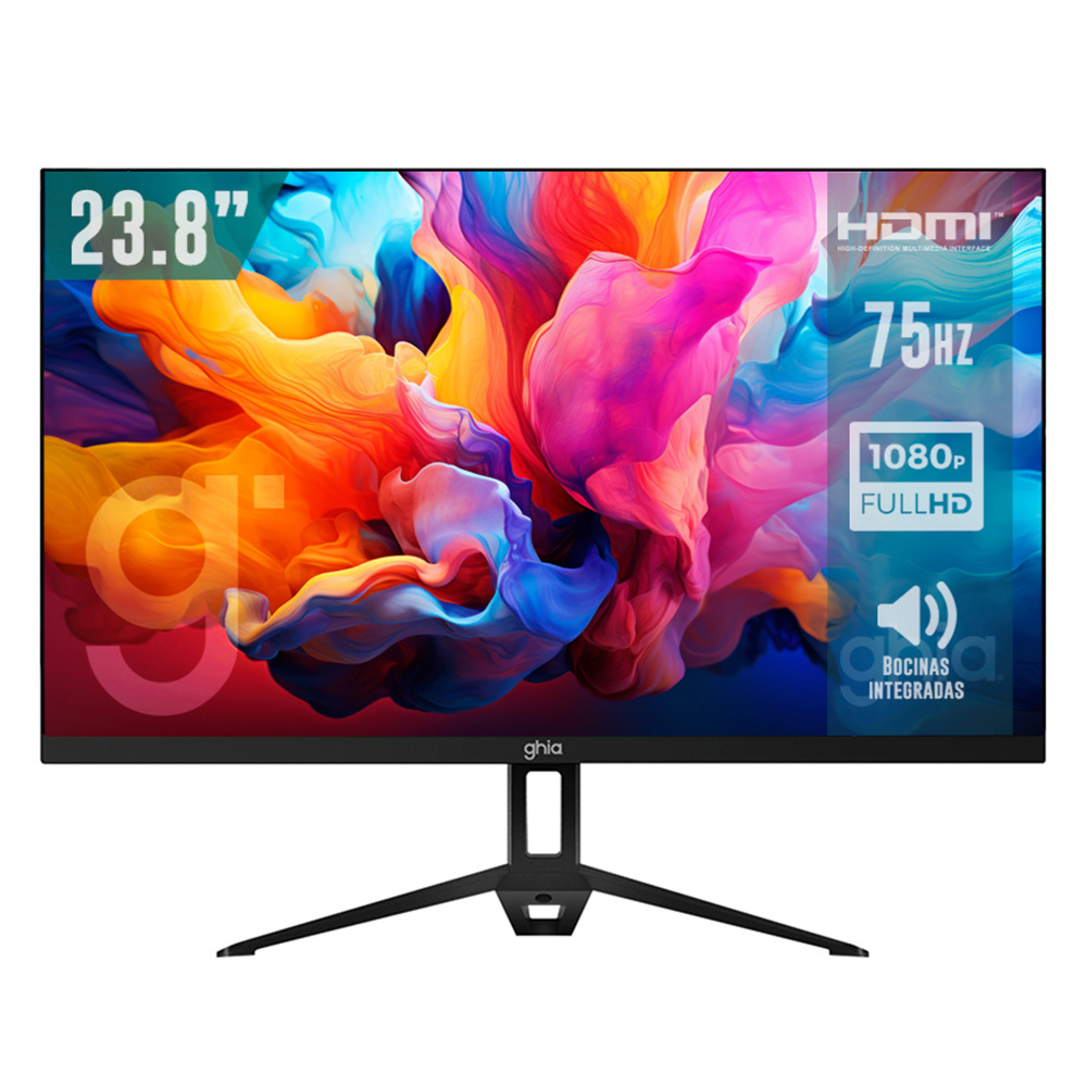 Monitores | GHIA MG2423 — Monitor LED 23.8", 1920x1080 Full HD, 75Hz, HDMI, Bocinas Integradas, Negro