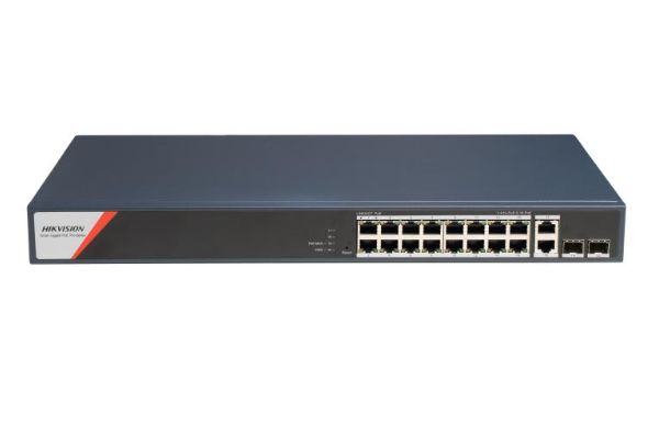Switches | HIKVISION DS-3E1520HP-SI-16P2T2F — Switch , 16 Puertos Gigabit Ethernet 10/100/1000 4 x PoE 230W, 2 Puertos SFP, 56 Gbit/s, 8000 Entradas, Administrado