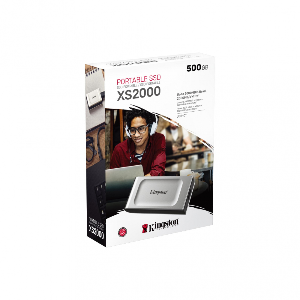 SSD's Externos | KINGSTON SXS2000/500G — SSD Externo XS2000, 500GB, USB C, Negro/Plata
