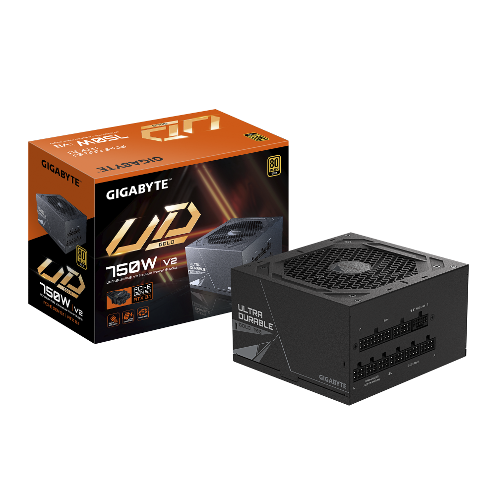 Fuentes de Poder para PC's | GIGABYTE GP-UD750GM PG5 V2 — Fuente de Poder UD750GM PG5 V2 80 PLUS Gold ATX, Modular, 24-pin ATX, 12VHPWR, 120mm, 750W