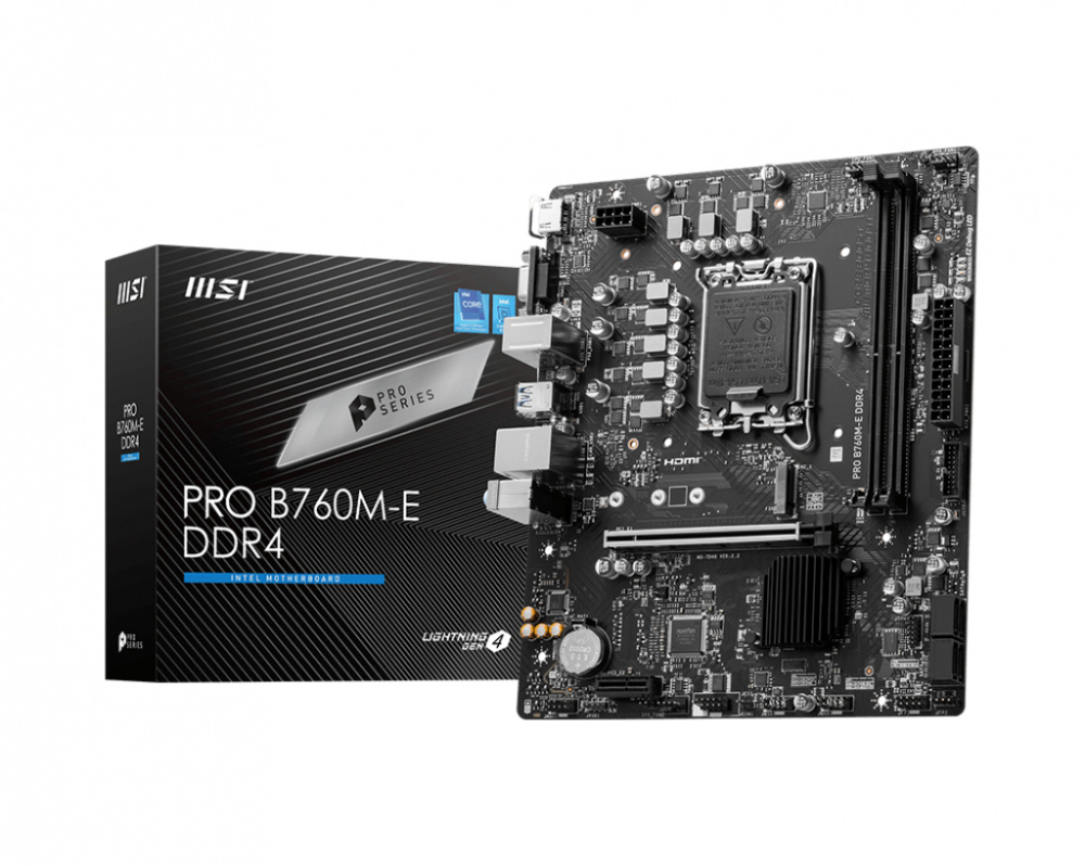 Tarjetas Madre | MSI PRO B760M-E DDR4 — Tarjeta Madre , Micro-ATX, LGA 1700, Intel B760, 128GB DDR4, HDMI para Intel