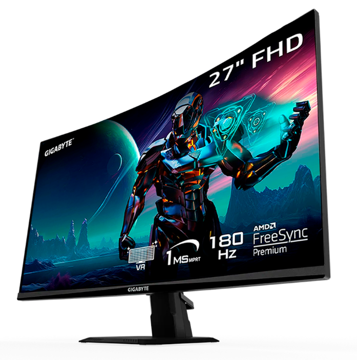 Monitores | GIGABYTE GS27FC- US — Monitor Gamer Curvo GS27FC LED VA 27", 1920x1080 Full HD, FreeSync, 180Hz, HDMI/DisplayPort, Negro