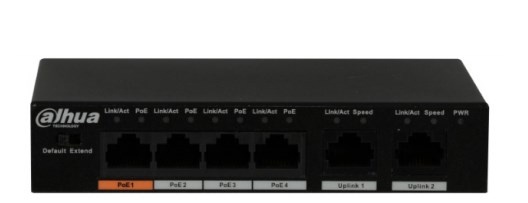 Switches | DAHUA DH-PFS3006-4ET-60 — Switch Fast Ethernet Lechange PFS3006-4ET-60, 4 Puertos PoE 10/100Mbps + 2 Puertos Uplink, 1.8 Gbit/s, 2000 Entradas - No Administrable