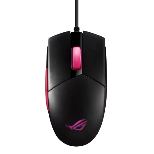 Mouse | ASUS 90MP01U0-BMAA00 — Mouse Gamer Óptico ROG Strix Impact II Electro Punk, Alámbrico, USB, 6200DPI, Negro/Rosa