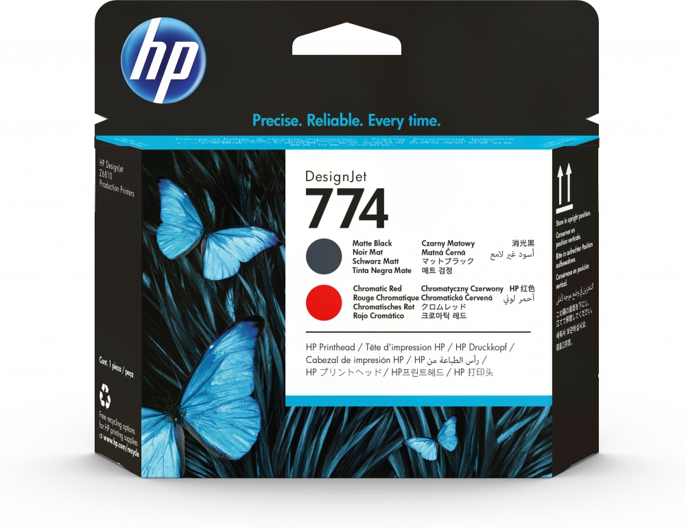 Cabezales | HP P2V97A — Cabezal 774 Paquete de 2 Piezas Negro Mate y Rojo Cromático