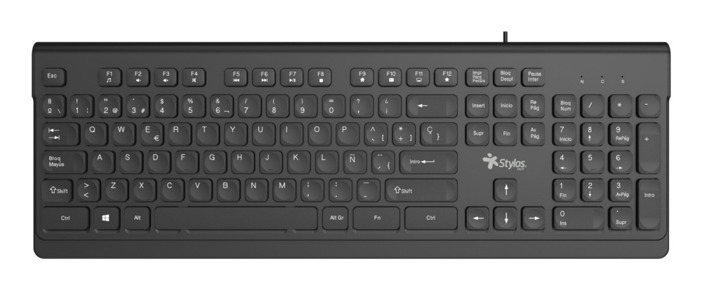 Teclados | STYLOS STPTEC6B — Teclado , Alámbrico, USB, Negro, Español