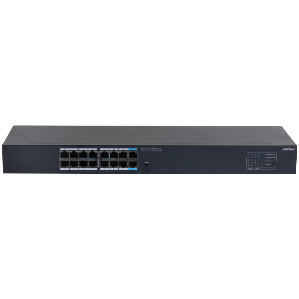 Switches | DAHUA DH-SG1016 — Switch Gigabit Ethernet , 16 Puertos 10/100/1000, 32 Gbit/s, 8000 Entradas - No Administrable