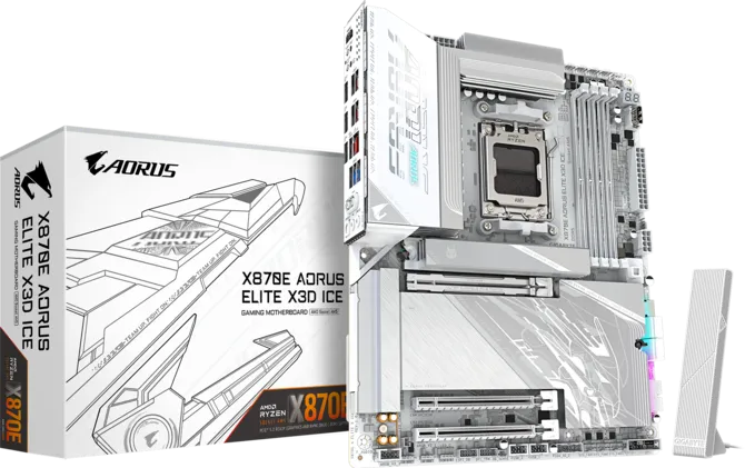 Tarjetas Madre | AORUS X870E A ELITE X ICE — Tarjeta Madre X870E ELITE X3D ICE, ATX, Socket AM5, AMD X870E, 256GB DDR5, HDMI para AMD