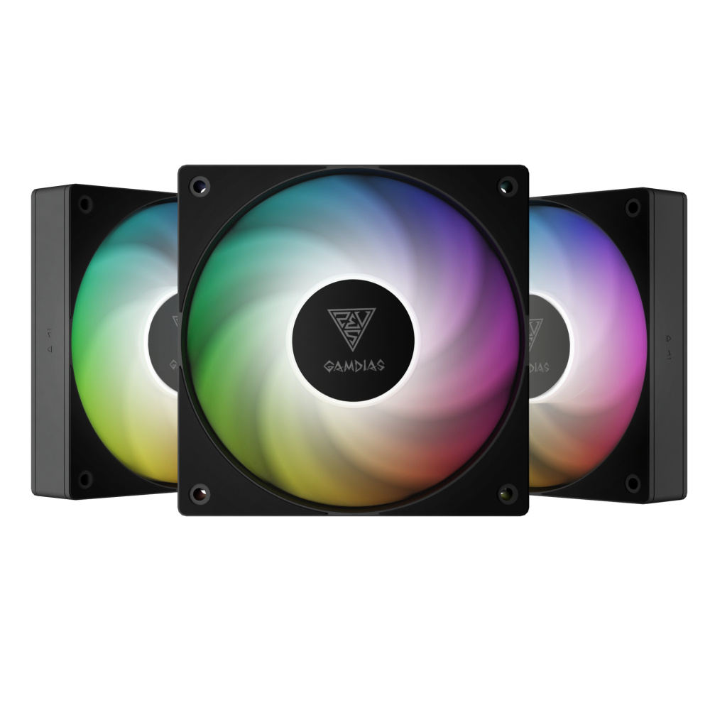 Ventiladores | GAMDIAS NOTUS M1-1203 ARGB — Ventilador NOTUS M1, 3x 120mm, 1600RPM, ARGB, Negro