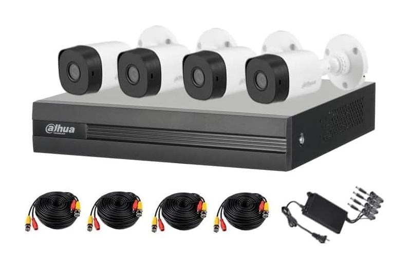 Kits de Vigilancia | DAHUA DH-KIT/XVR1B04H-I/4-B2A51N-U-0280B-S2 — Kit de Vigilancia DH-KIT/XVR1B04H-I de 4 Cámaras IP Bullet con Grabadora de 5 Canales