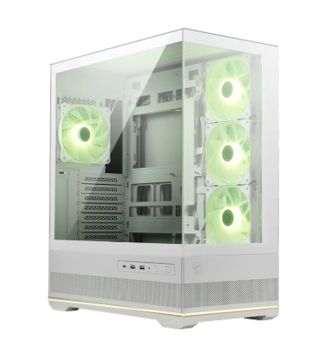 Gabinetes | MSI MAG PANO 110R PZ WHITE — Gabinete Mag Pano 110R PZ, Midi-Tower, ATX/Micro-ATX/Mini-ITX, USB 3.0, sin Fuente, 4 Ventiladores Instalados, Blanco