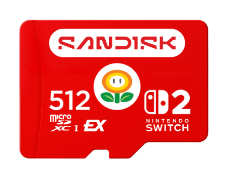 Memorias Flash | SANDISK SDSQXFN-512G-GR6ZN — Memoria Flash Nintendo Switch 2, 512GB MicroSDXC UHS-I Clase 10